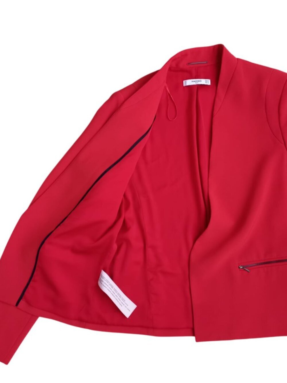 Mango Suit Red Open Front Blazer Jacket - Size S / M - Picture 4 of 9